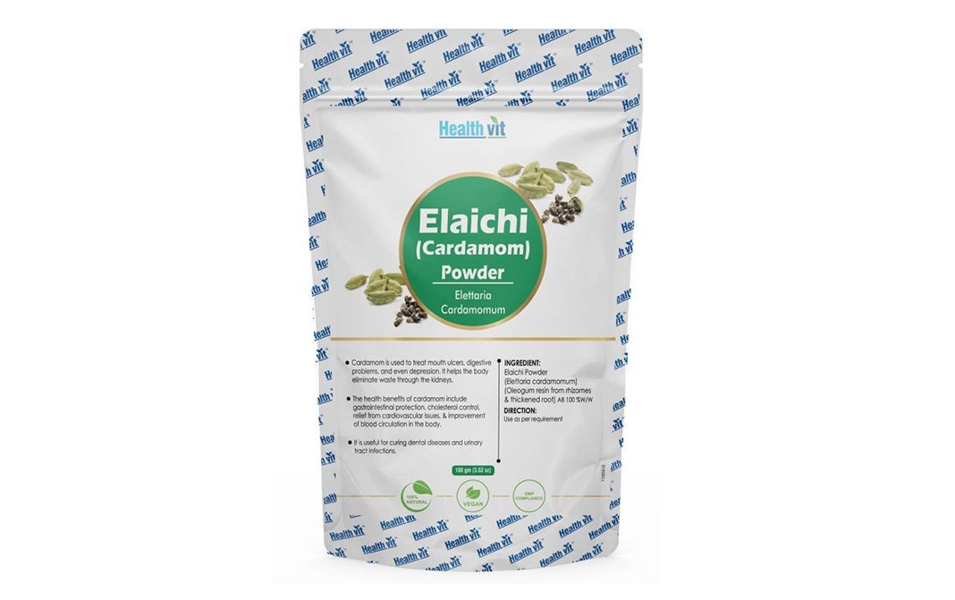 Health Vit Elaichi (Cardamom) Powder (Elettaria Cardamomum)   Pack  100 grams